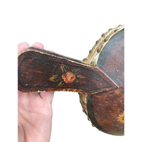 Vintage Antique Hand Painted Wooden Floral Fireplace Bellows SKU 9309 - Picture 2 of 12
